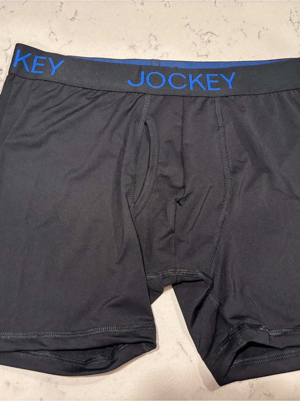 Jockey Black Boxer Briefs with Blue Logo Waistband - Picture 5 of 6